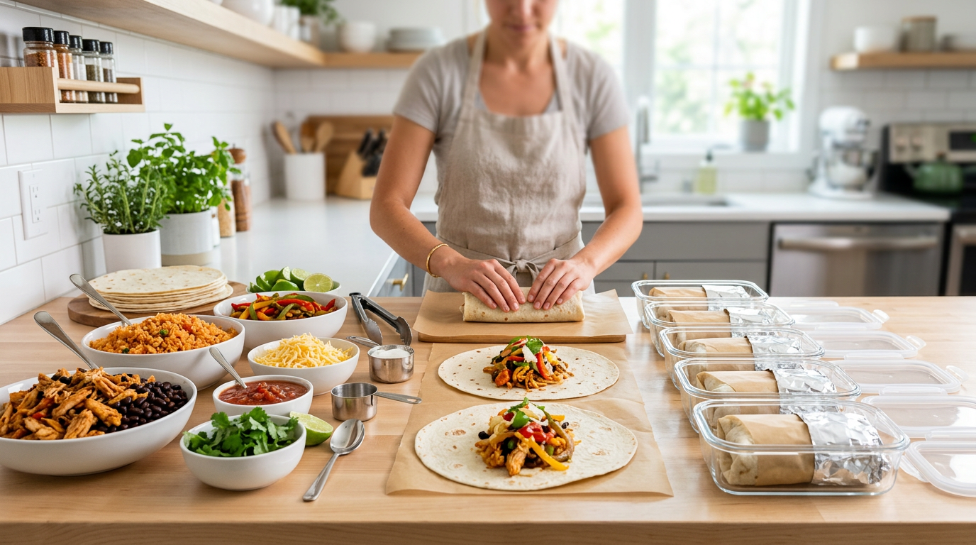 Wrap and burrito meal prep – freezer-friendly assembly line